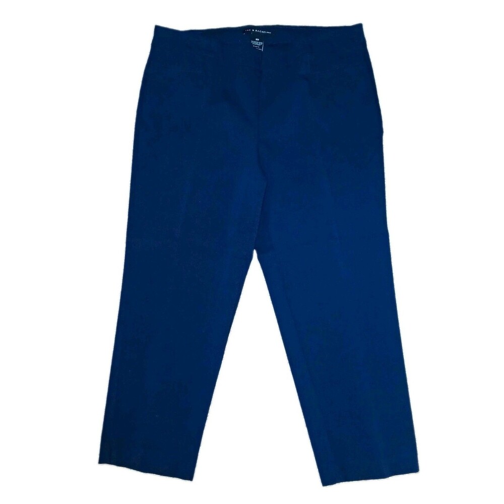 Zac & Rachel Womens 18W Pull-On Solid Navy Blue Crop Dress Pants Rayon Spandex